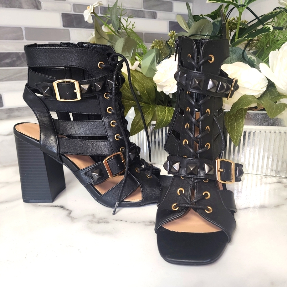 Custom Studded strap Heel  scandals